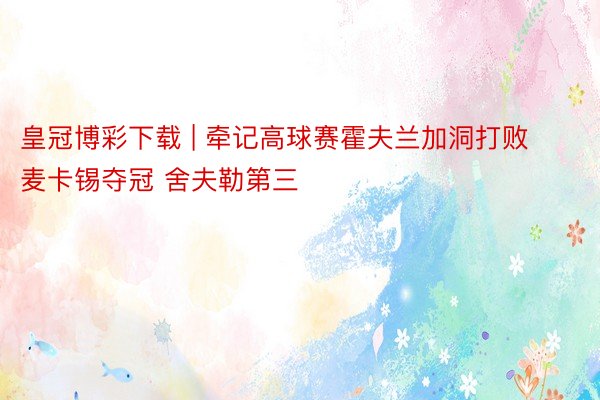 皇冠博彩下载 | 牵记高球赛霍夫兰加洞打败麦卡锡夺冠 舍夫勒第三