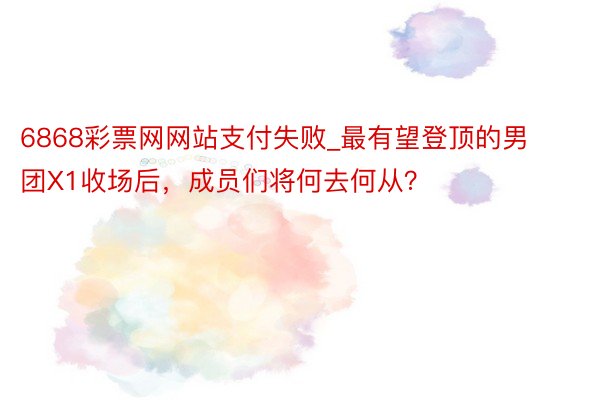 6868彩票网网站支付失败_最有望登顶的男团X1收场后，成员们将何去何从？
