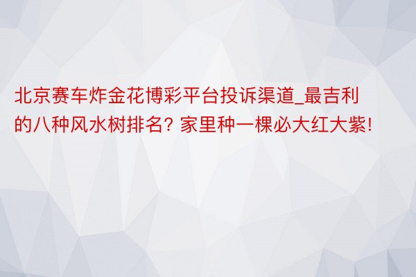 北京赛车炸金花博彩平台投诉渠道_最吉利的八种风水树排名? 家里种一棵必大红大紫!